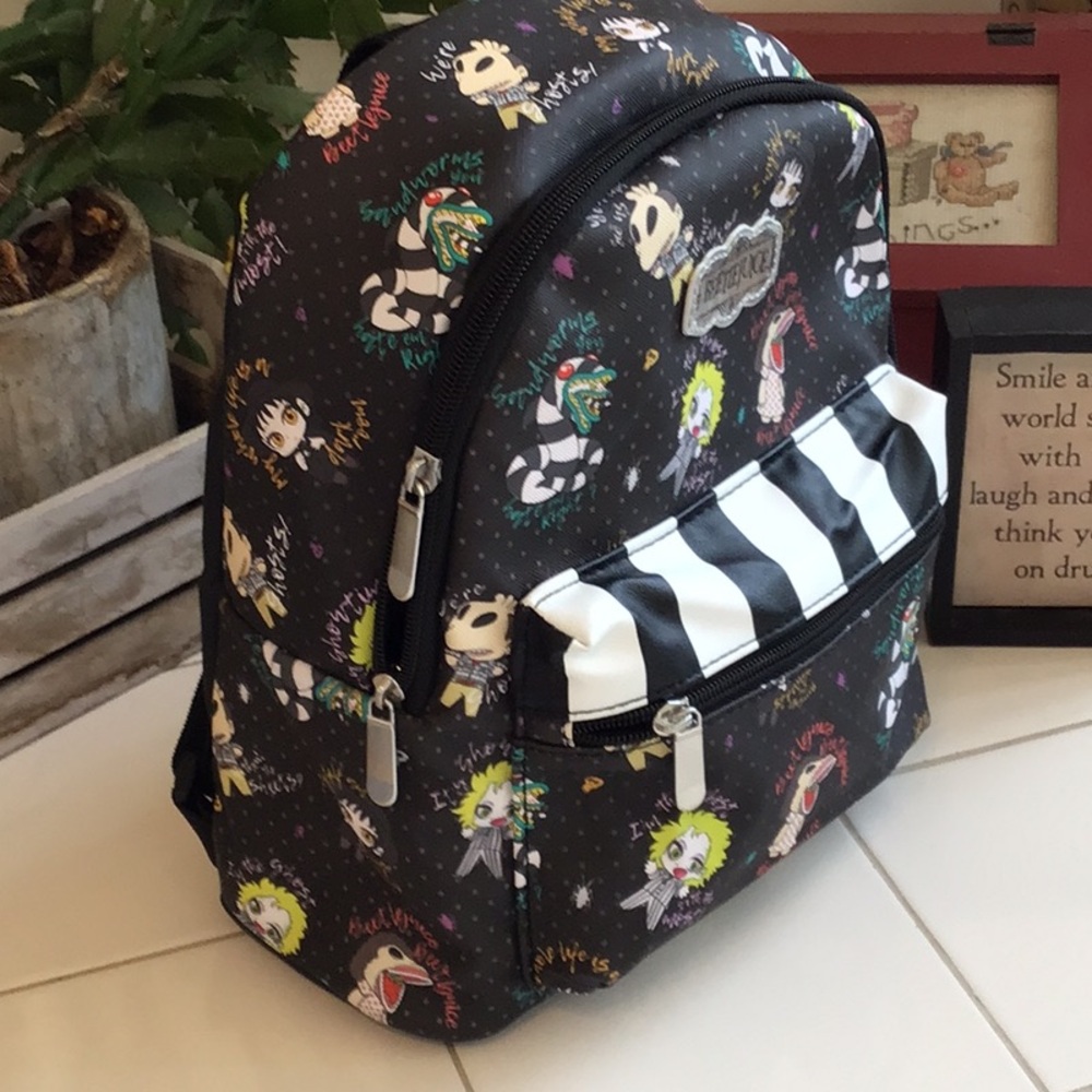 ‘Beetlejuice’ All Over Print Mini Backpack NWOT - Picture 3 of 8